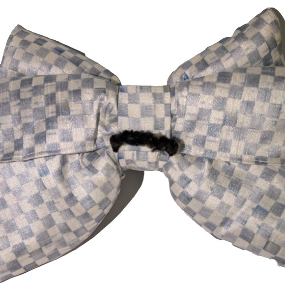 MacKenzie Childs Sterling Check Bow - Size Medium 7 x 11" Silver Gray White - Picture 4 of 6
